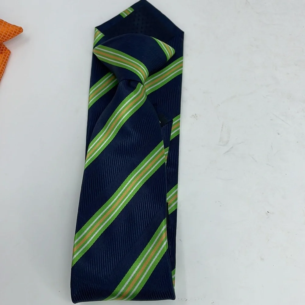 Lot of 4 Ties - 3 are clip on Orange, Purple/Pink, Blue/Green Sail Boat Blue